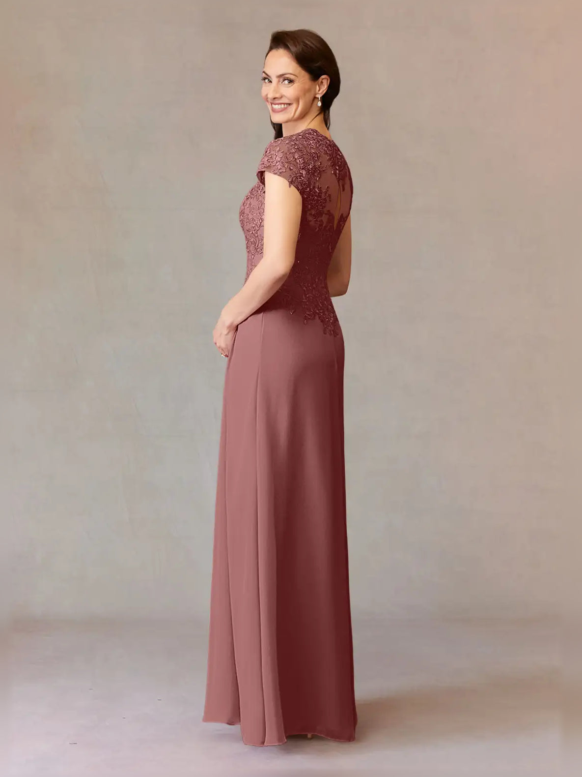 Cabernet maxi mother of the bride dress, alternate view showing the full-length silhouette