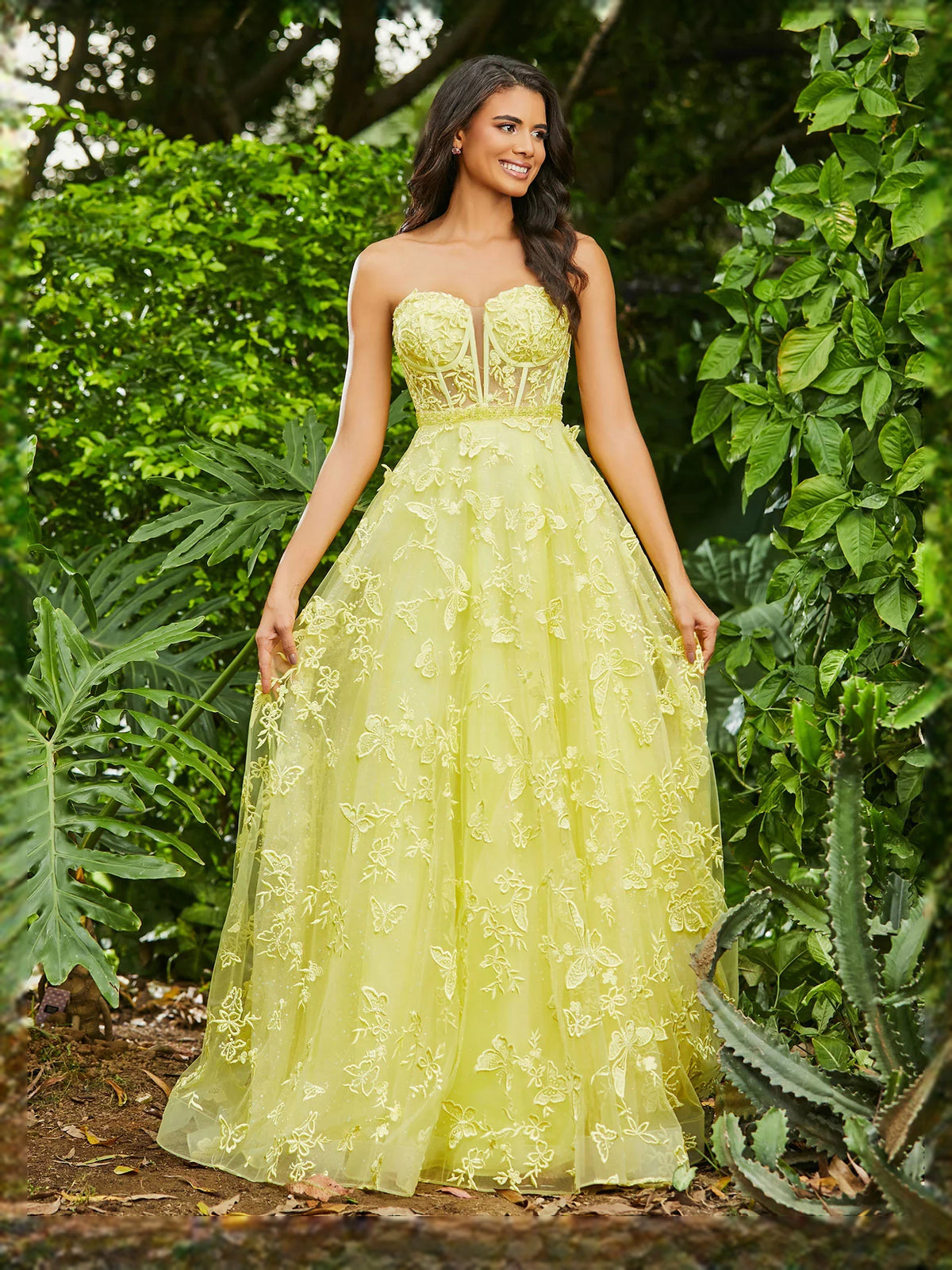 Pink floor-length prom dress, alternate view showing the full-length silhouette
