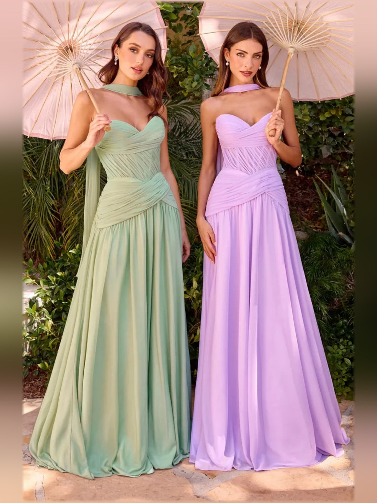 Lavender a-line floor-length formal dress with ruching, alternate view