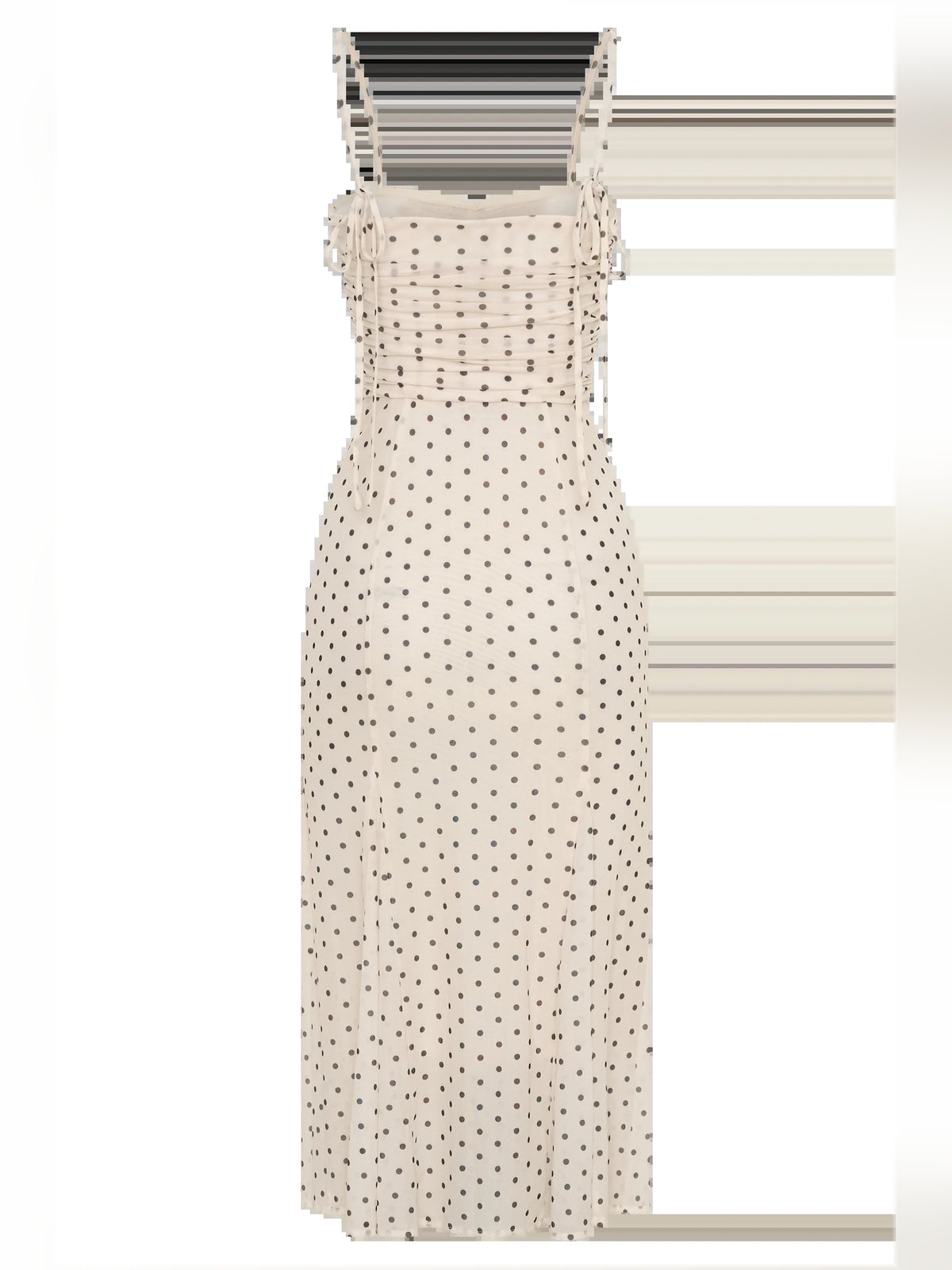 Polka Dot midi formal dress with printed pattern, alternate view showing the shoulder line