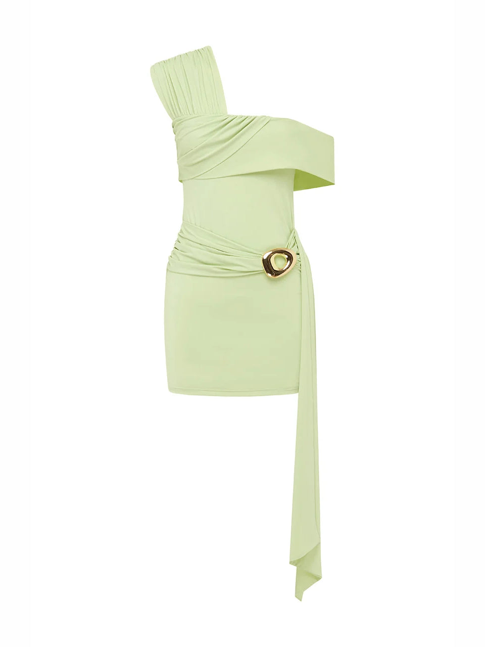 LIME mini homecoming dress, alternate view showing the full-length silhouette
