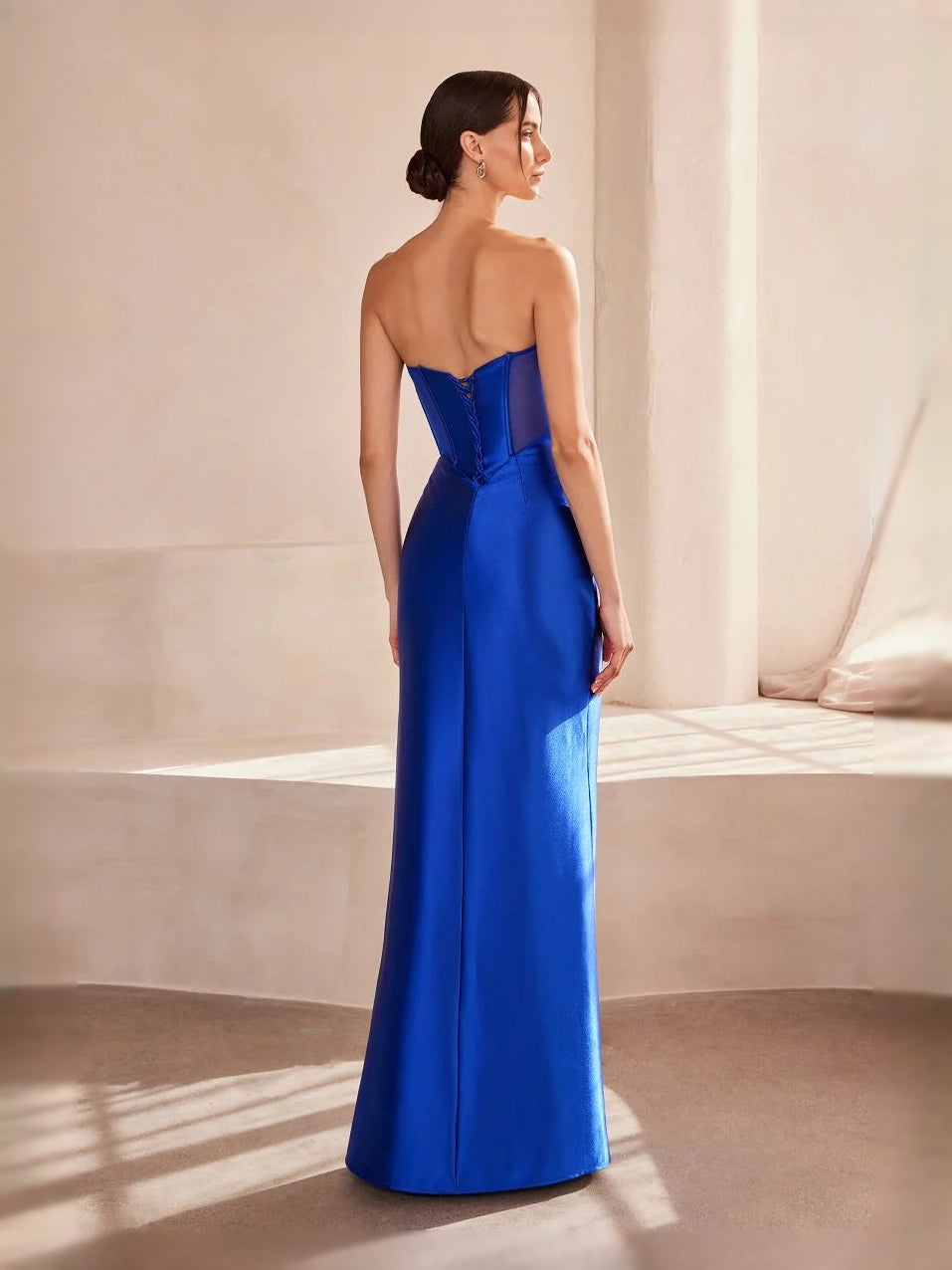 Black floor-length prom dress, alternate view showing the full-length silhouette