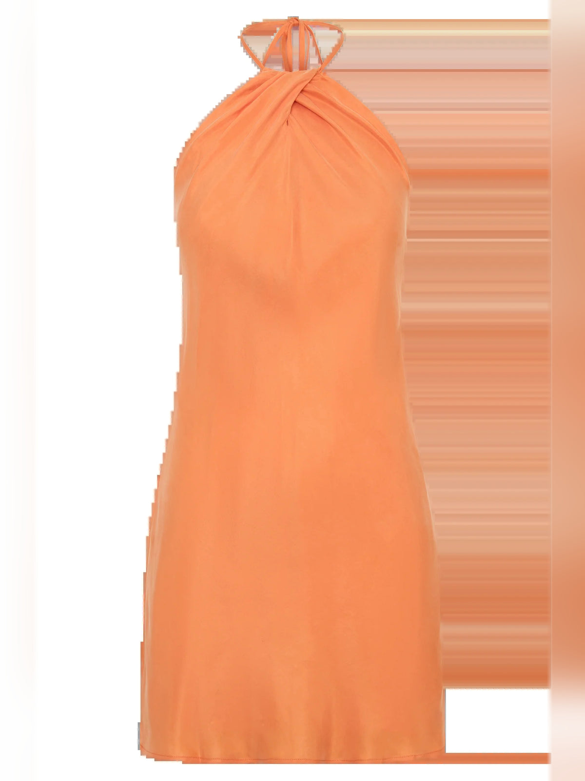 Orange mini homecoming dress, alternate view showing the full-length silhouette