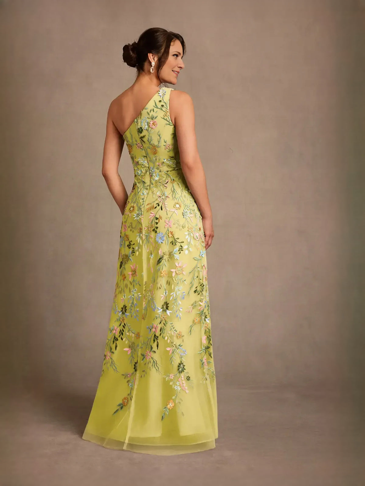 Dusty Sage floor-length prom dress, alternate view showing the full-length silhouette
