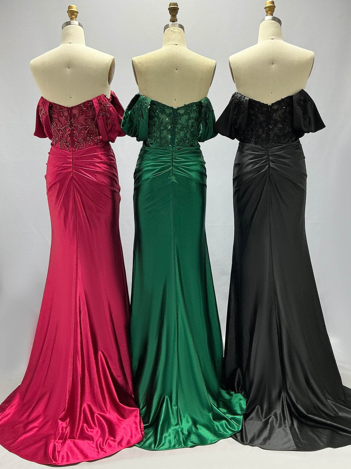 Fuchsia sheath floor-length formal dress with ruching, alternate view
