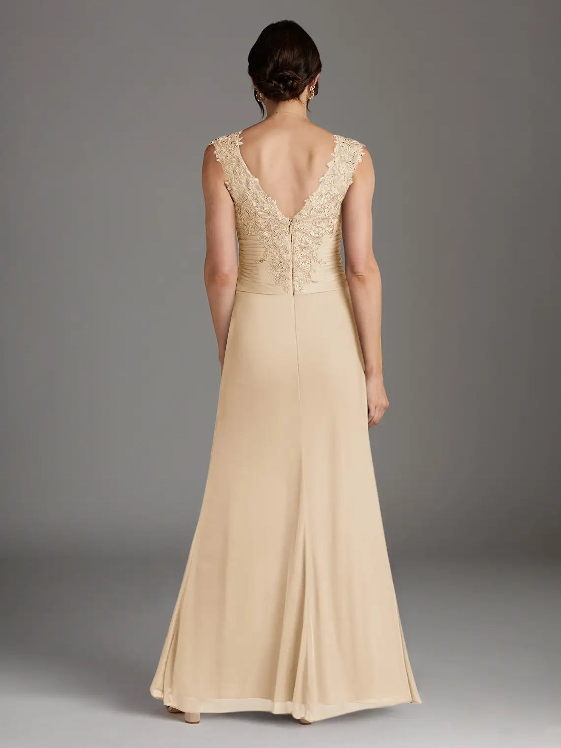 Dusty Blue maxi mother of the bride dress, alternate view showing the full-length silhouette