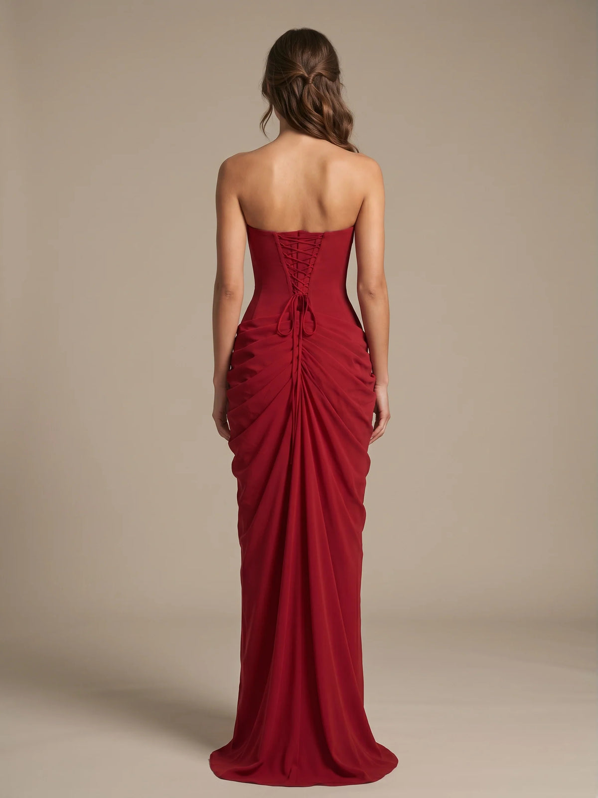 Pale Lemon maxi bridesmaid dress, alternate view showing the full-length silhouette