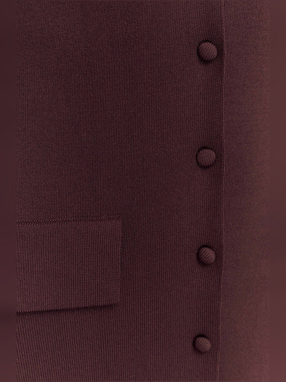 Chocolate midi formal dress, alternate view showing the shoulder line