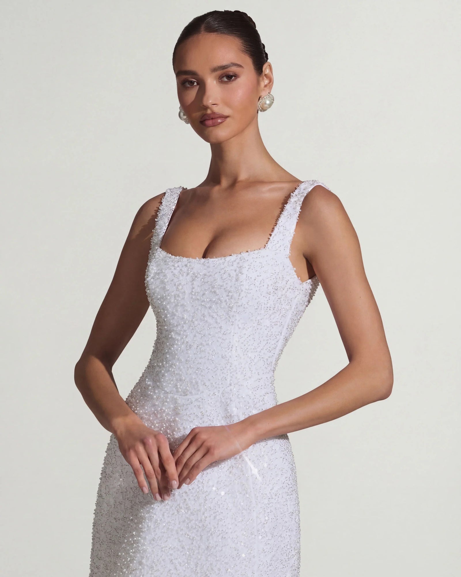 dominique embellished structured a-line white mini homecoming dress - image 8