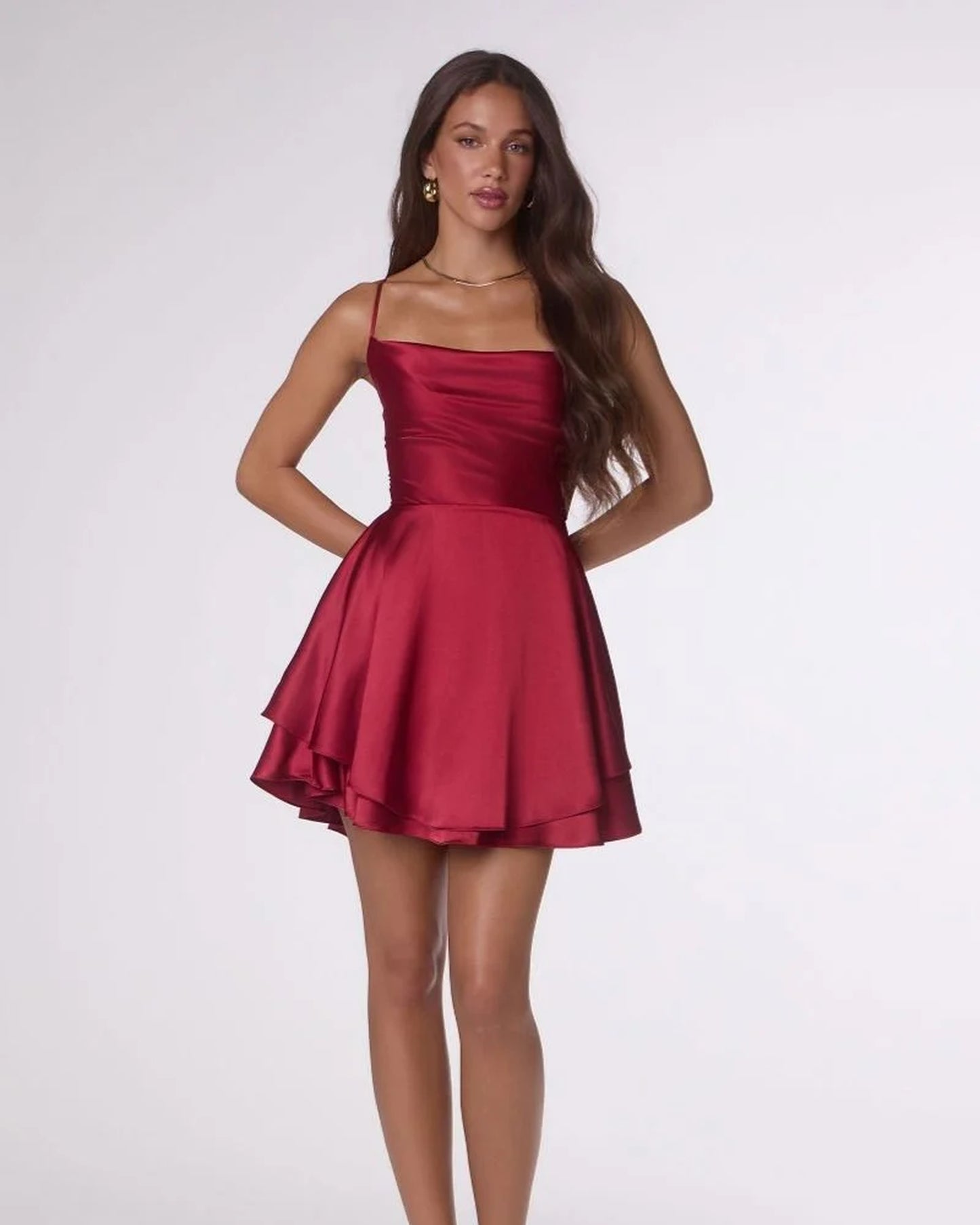 charmaine satin mini homecoming dress - image 8