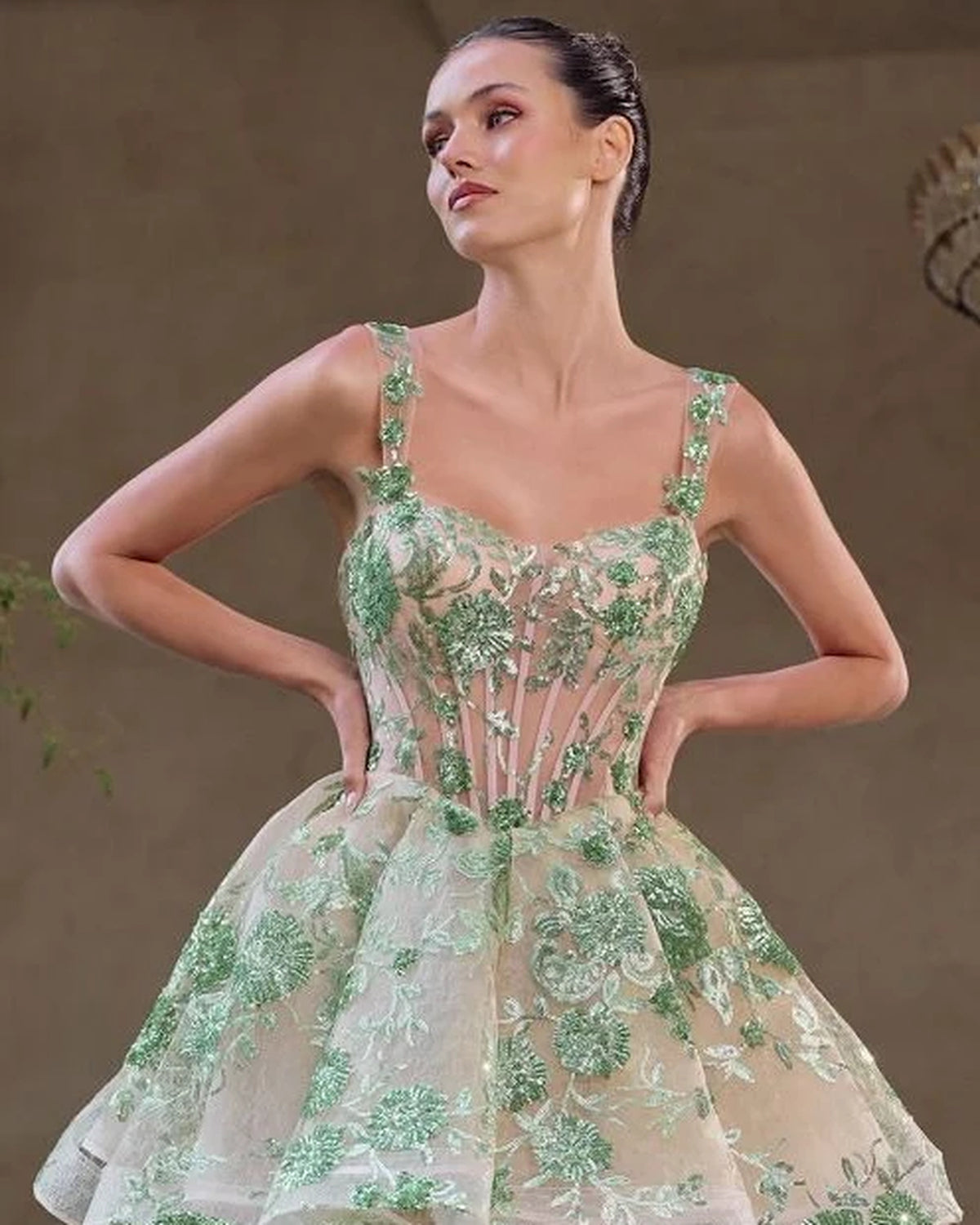 andrea leo a1347 floral sequin corset mini homecoming dress - image 8