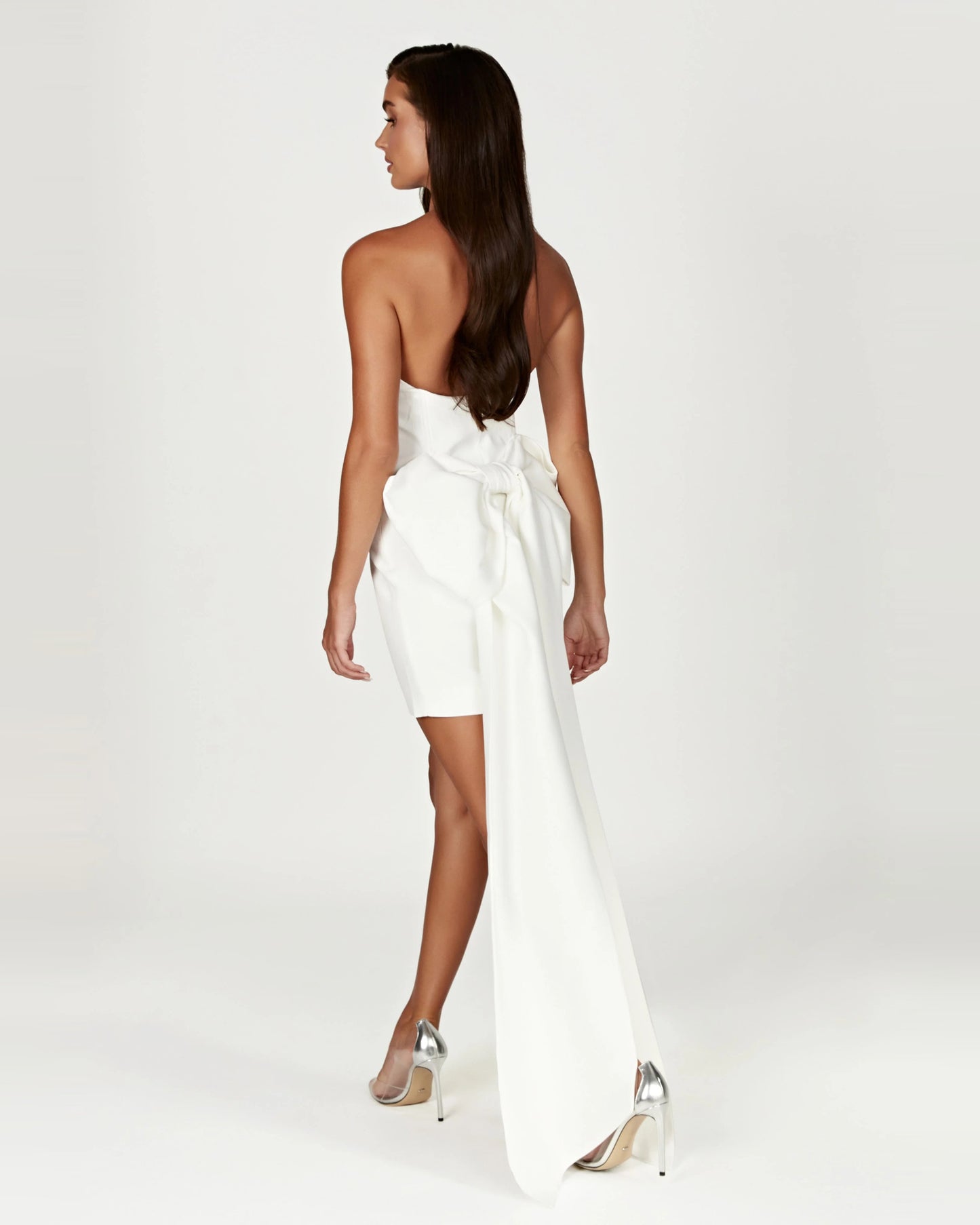 strapless sweetheart bow train homecoming dress - image 8