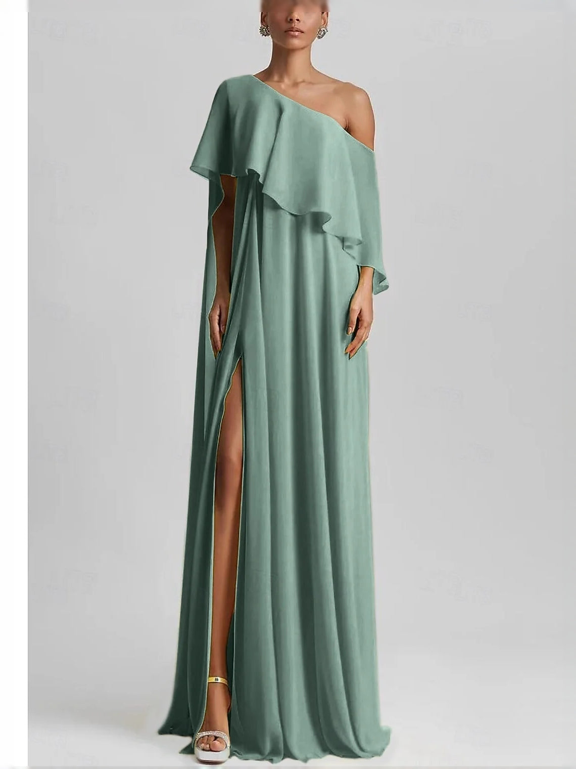 Canary maxi prom dress, alternate view showing the bodice and skirt from another angle