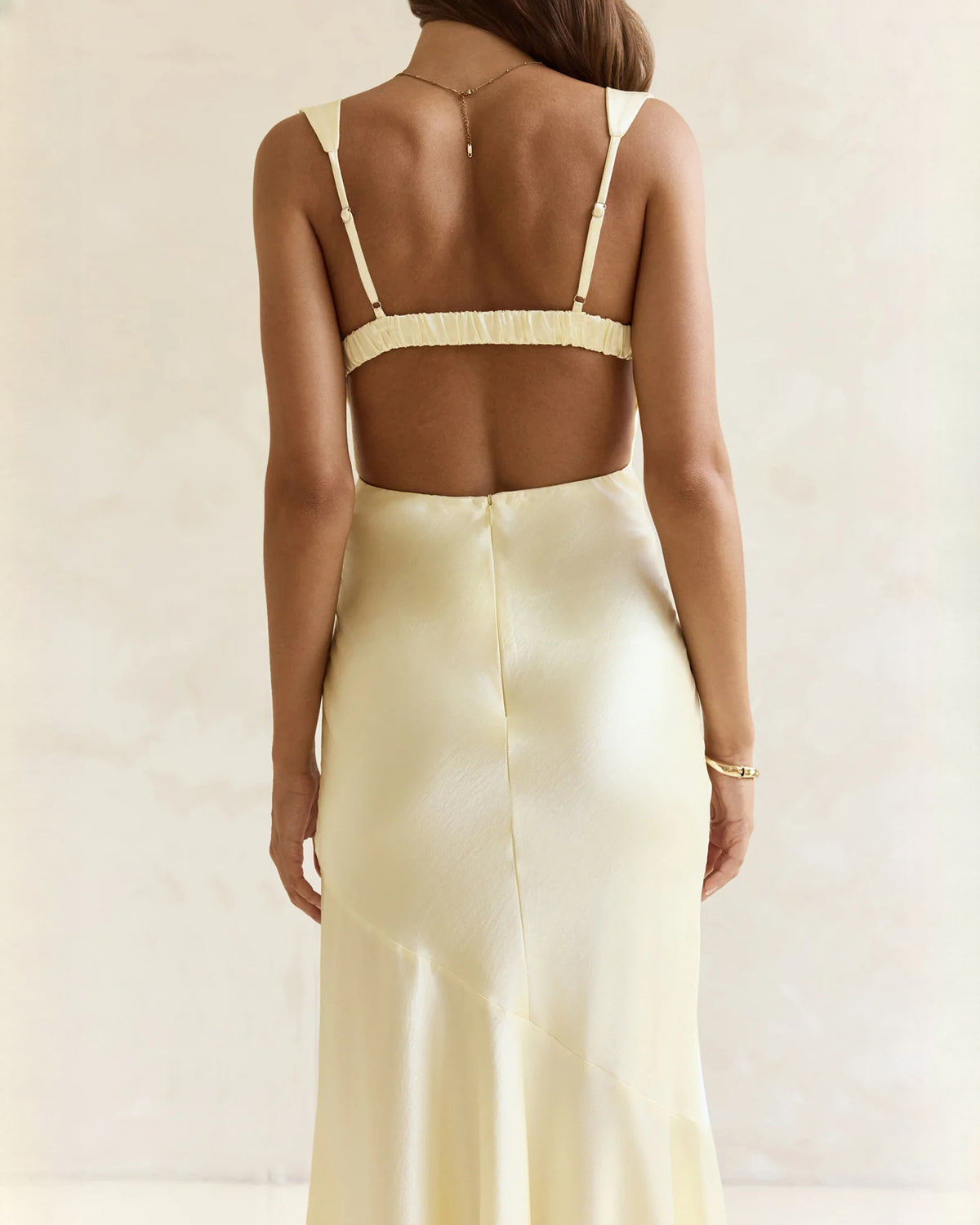 sleeveless satin a-line maxi bridesmaid dress - image 8