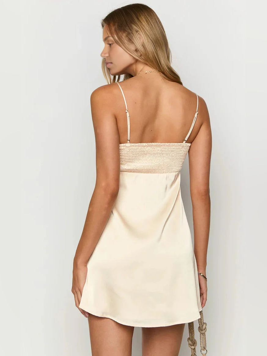 Ice Blue mini homecoming dress, alternate view showing the bodice and skirt