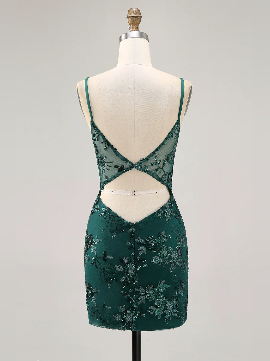 Peacock short homecoming dress, alternate view showing the bodice and skirt