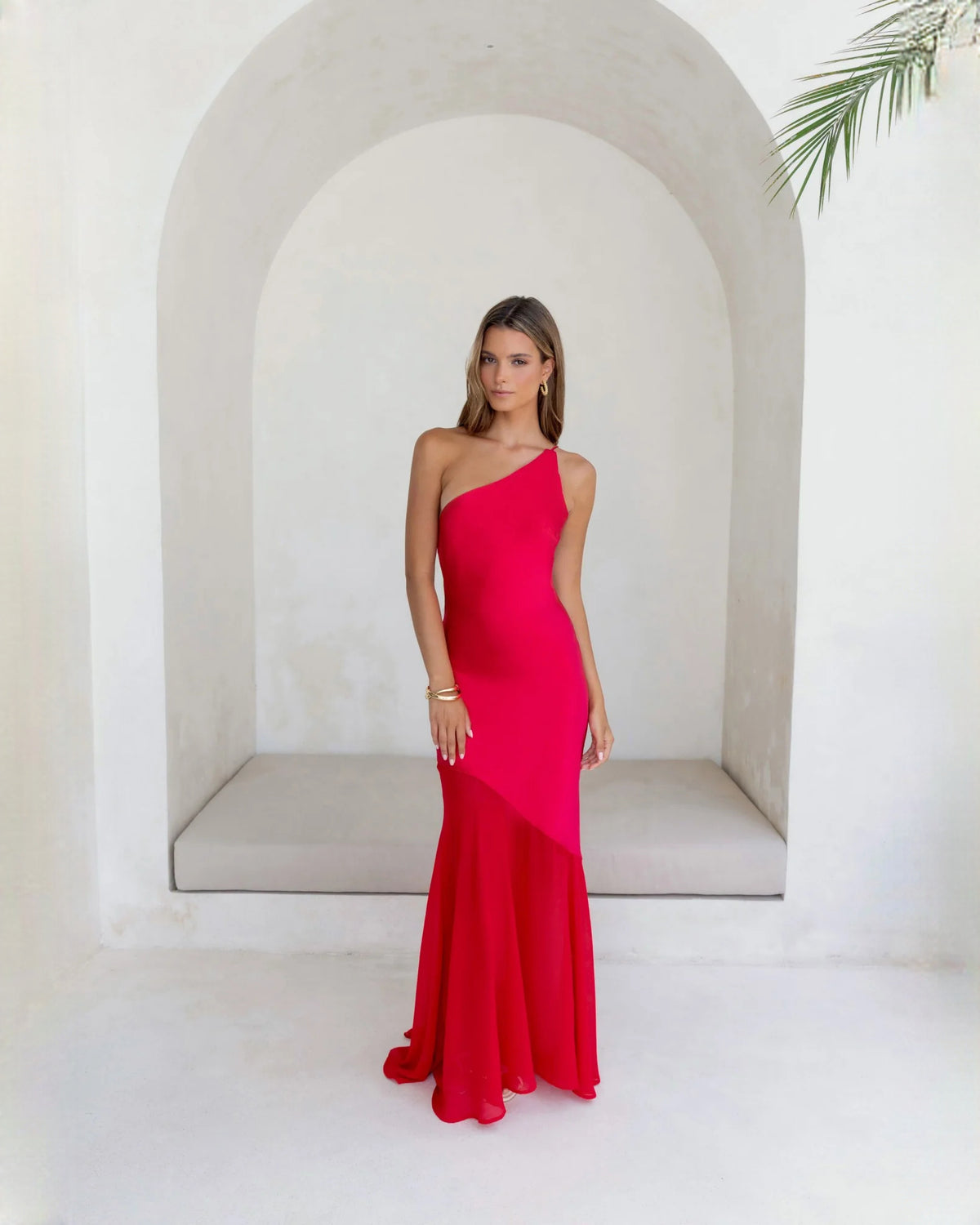 one-shoulder satin a-line maxi bridesmaid dress - image 8