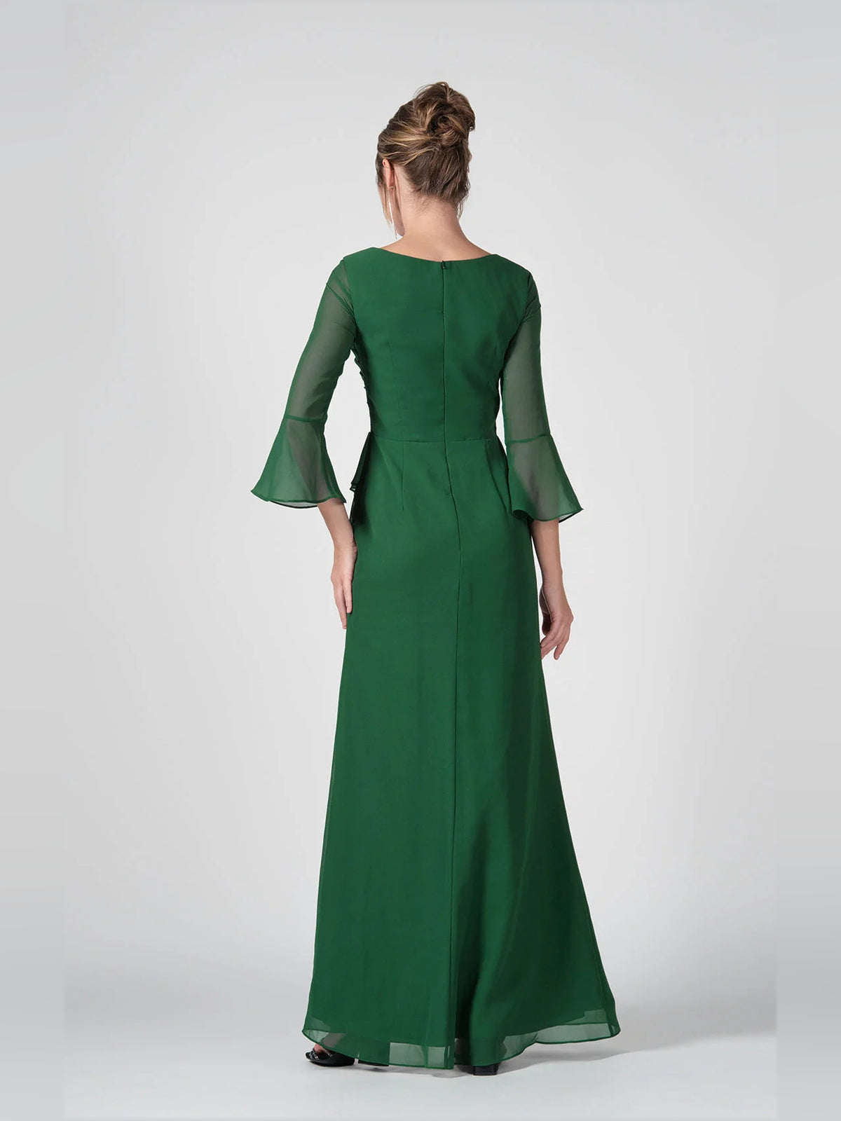 Dark Green floor-length bridesmaid dress, alternate view showing the bodice and skirt