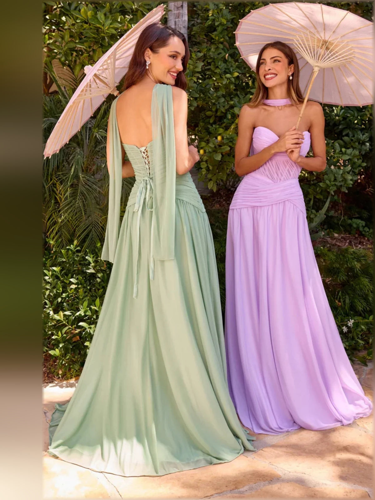 Lavender a-line floor-length formal dress with draping, alternate view