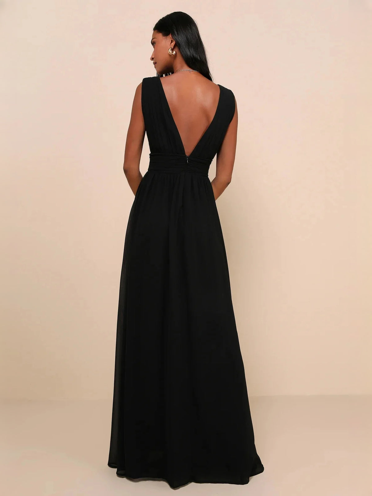 Light Pink maxi bridesmaid dress, alternate view showing the bodice and skirt from another angle