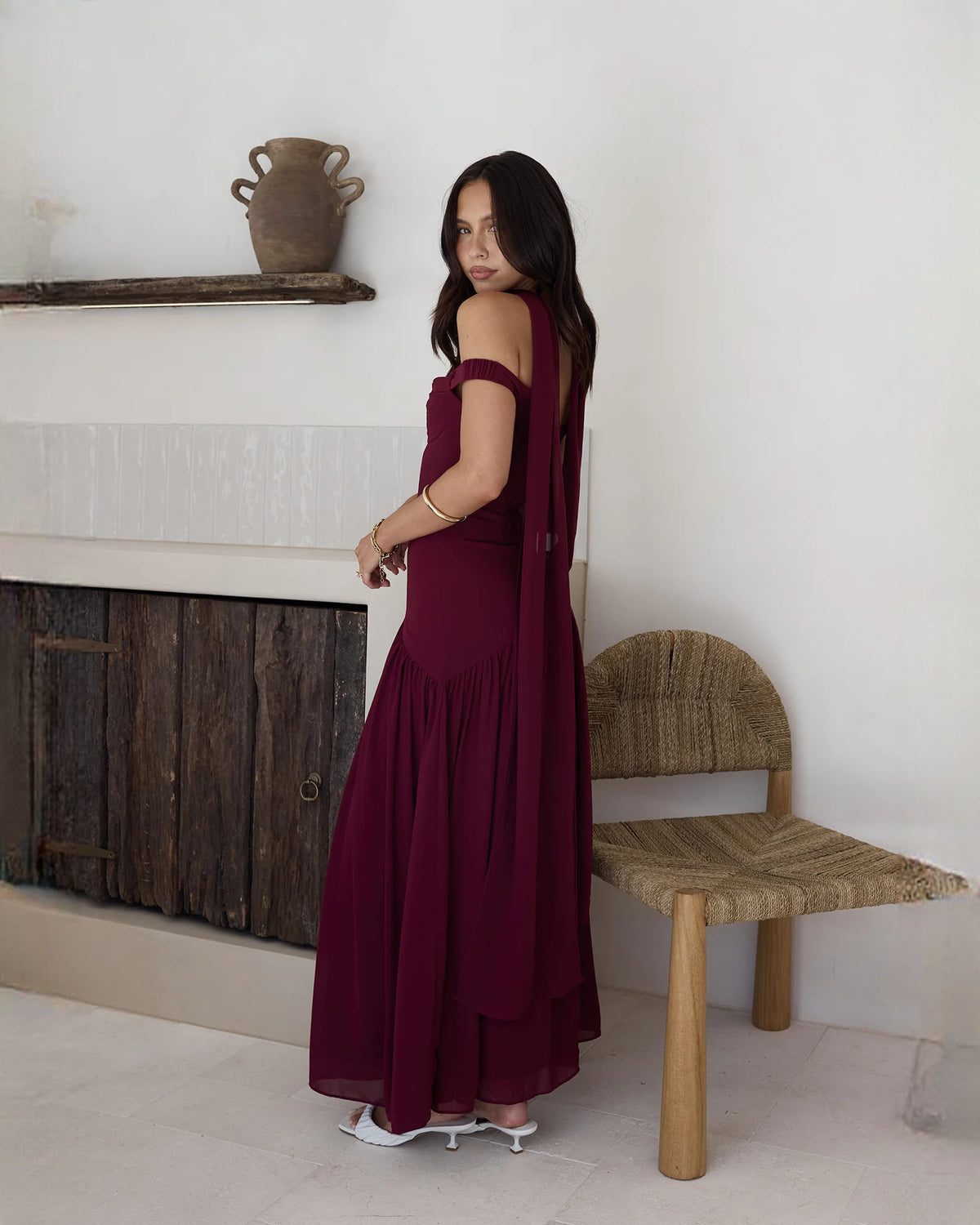 sleeveless structured satin a-line maxi bridesmaid dress - image 8