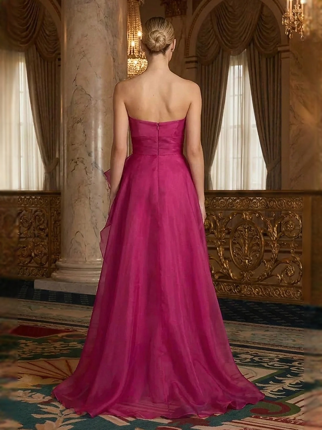 Mint Green floor-length prom dress, alternate view showing the bodice and skirt from another angle
