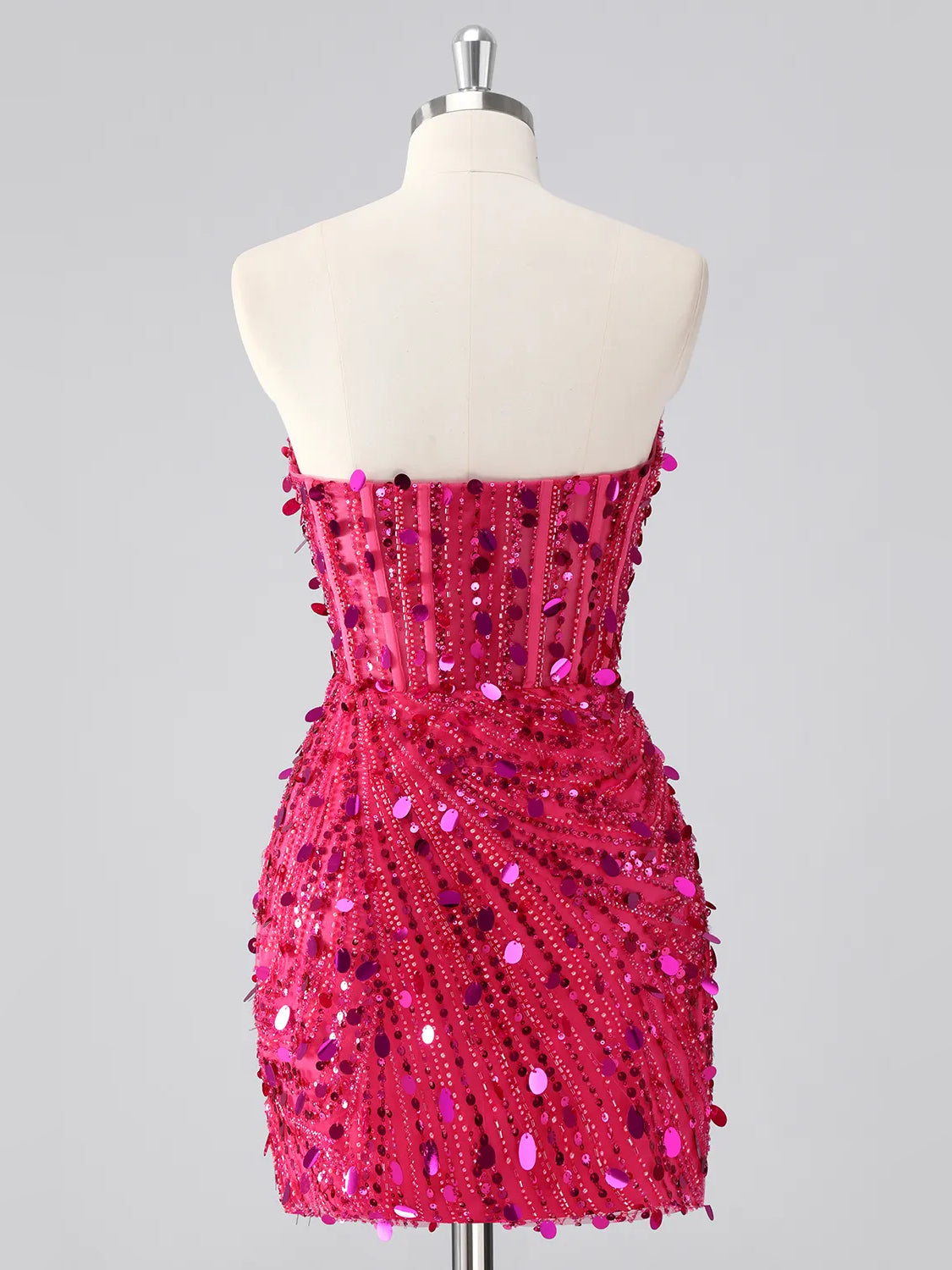 Gold short homecoming dress, alternate view showing the bodice and skirt