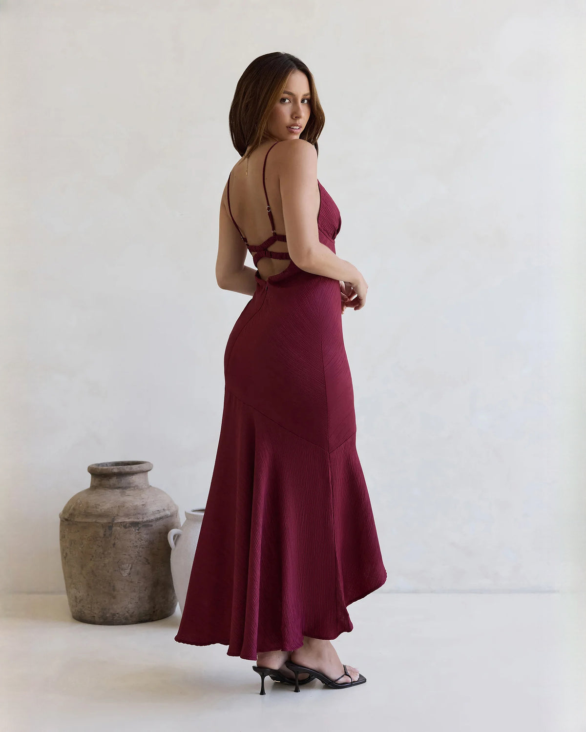 sleeveless satin a-line maxi bridesmaid dress - image 8