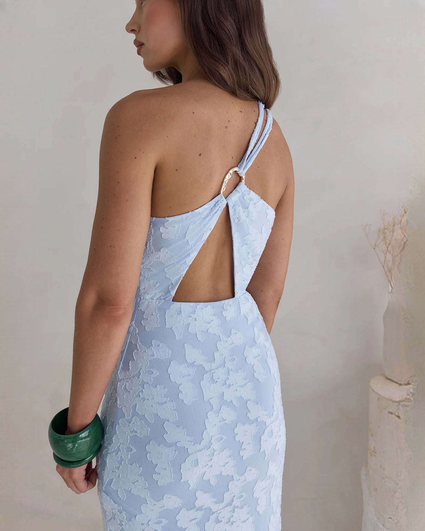 sleeveless mesh a-line maxi bridesmaid dress - image 8