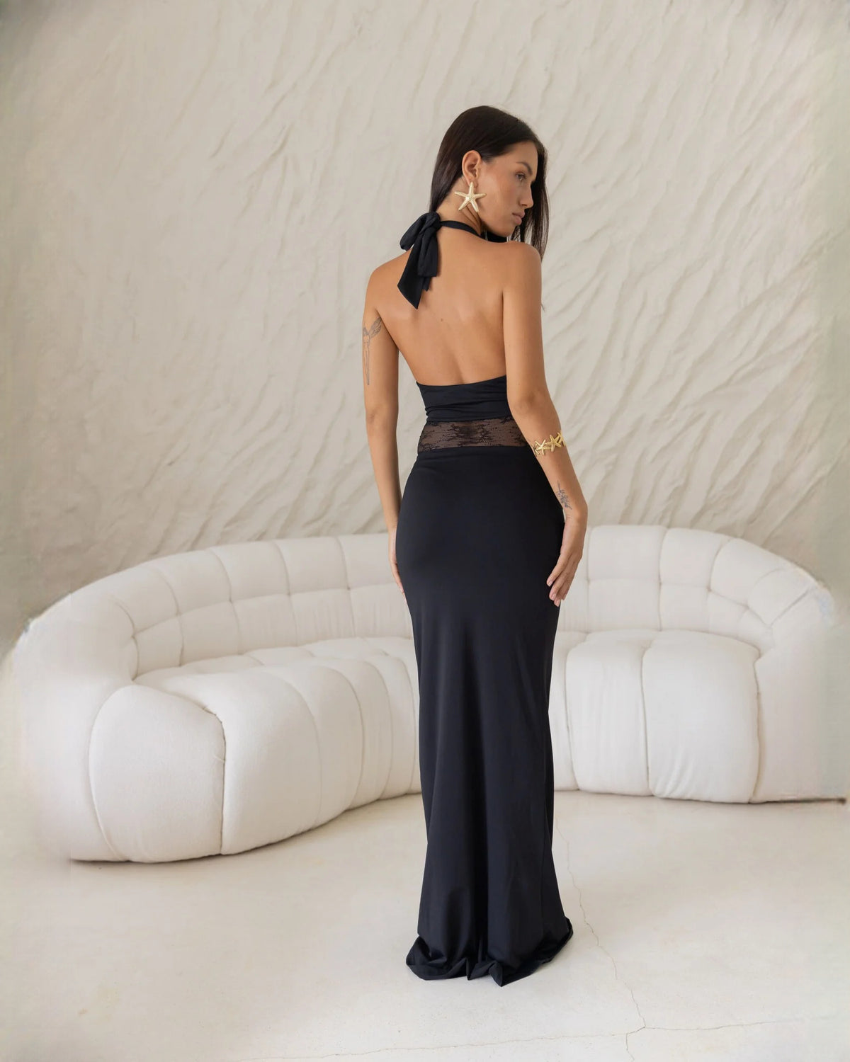 halter neck satin a-line maxi bridesmaid dress - image 8