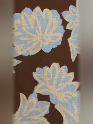 Brown Blue Floral mini homecoming dress, alternate view showing the bodice and skirt from another angle