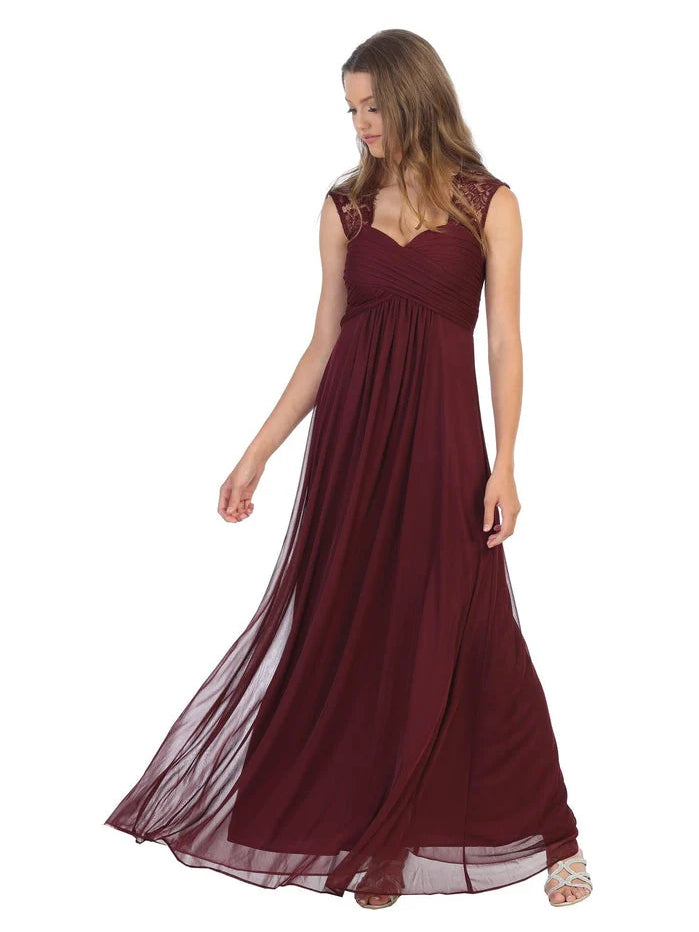 Cabernet maxi bridesmaid dress, alternate view showing the bodice and skirt