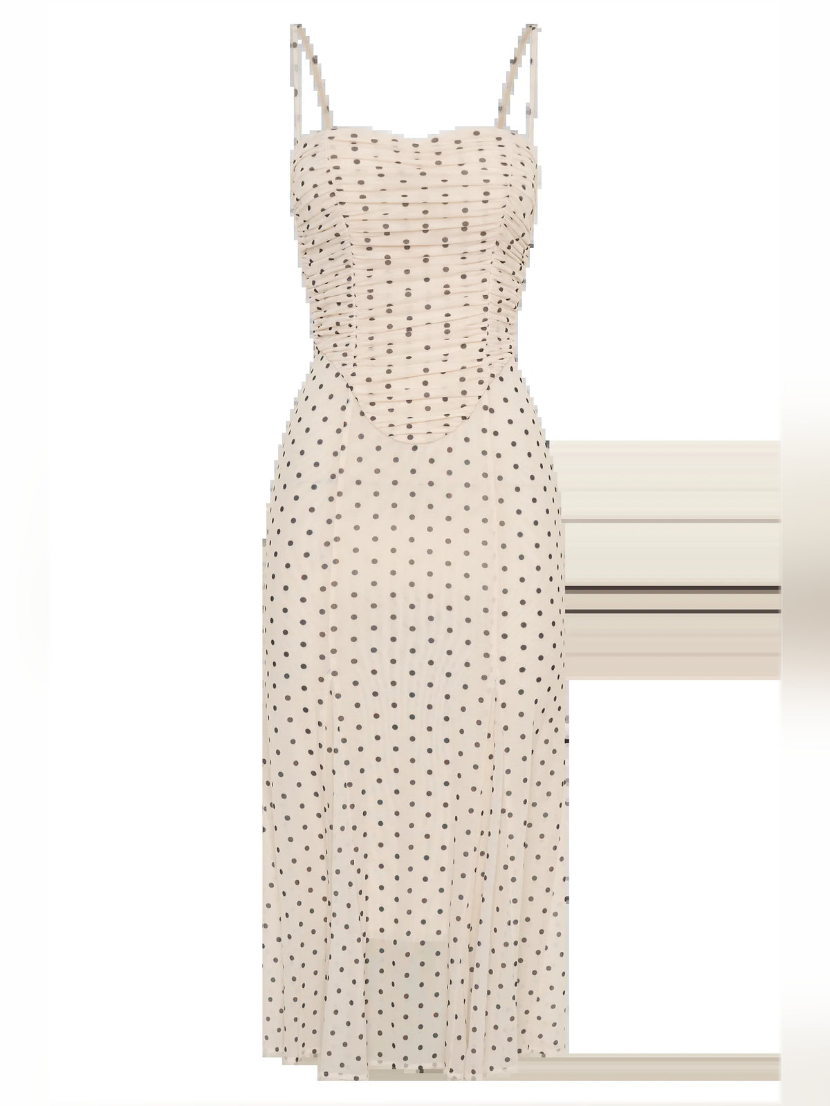 Polka Dot midi formal dress with printed pattern, alternate view showing the overall silhouette