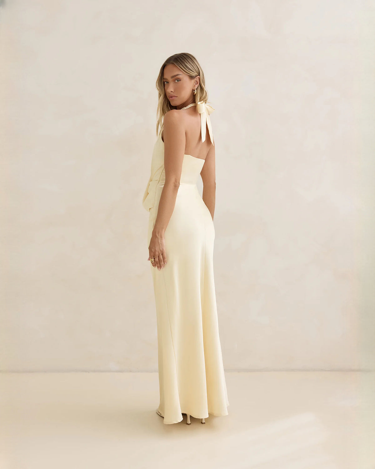 halter neck satin a-line maxi bridesmaid dress - image 8