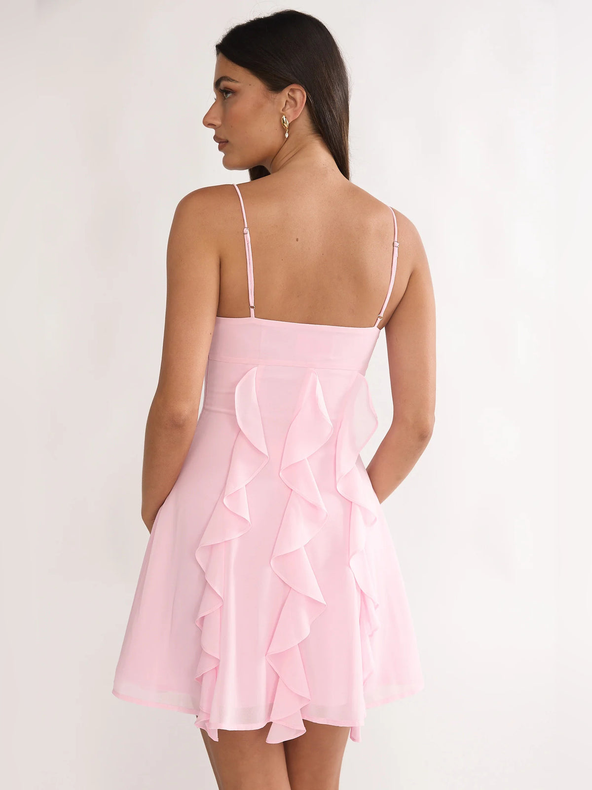 Aqua mini homecoming dress, alternate view showing the bodice and skirt from another angle