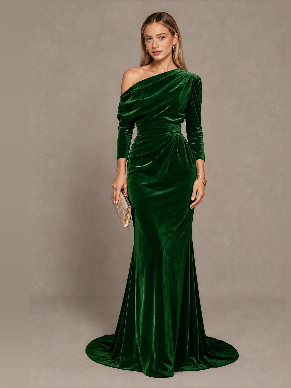 Emerald Green floor-length bridesmaid dress, alternate view showing the bodice and skirt