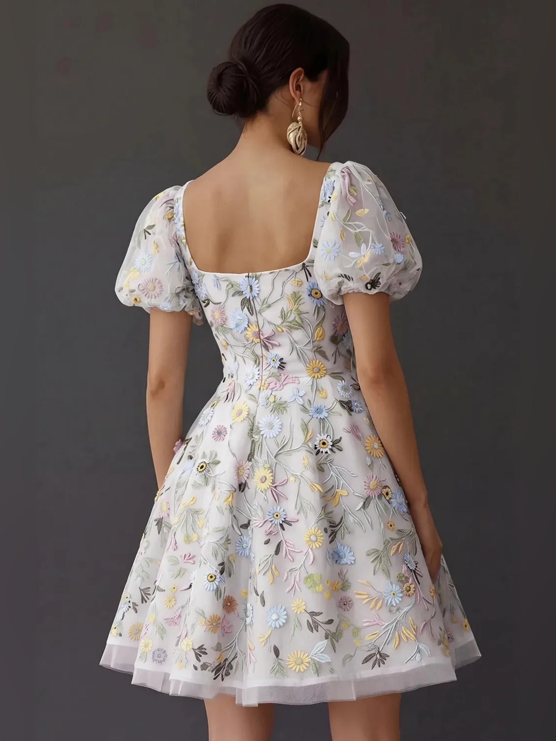 Mauve short homecoming dress, alternate view showing the bodice and skirt