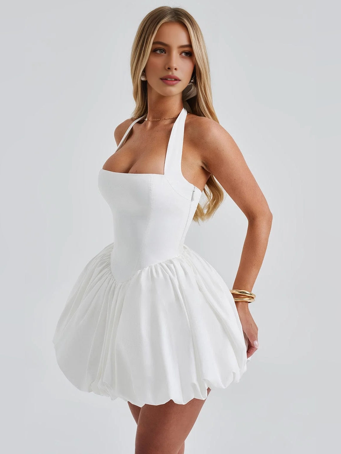 Black & White mini homecoming dress, alternate view showing the bodice and skirt
