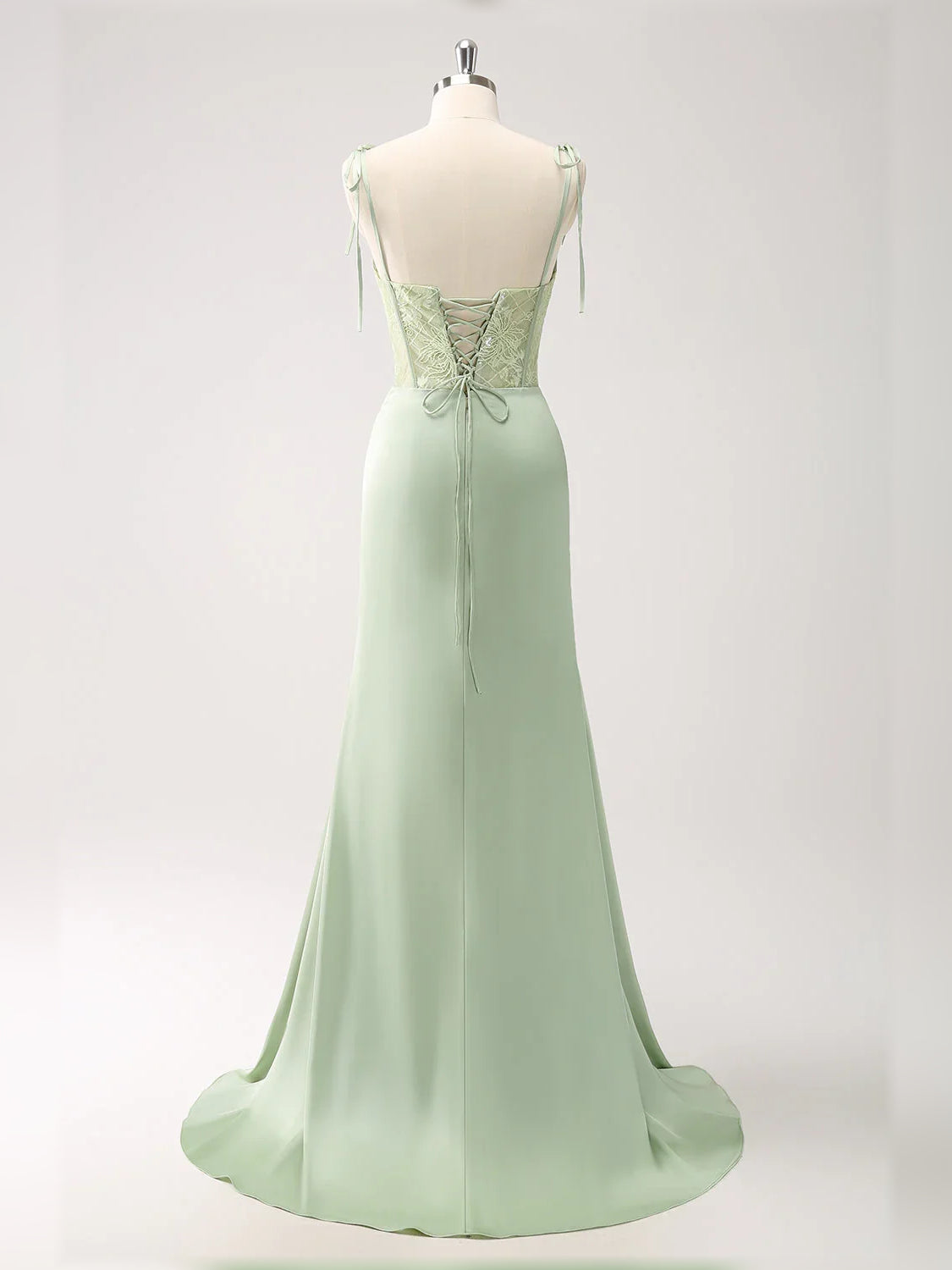 Light Pink sheath floor-length formal dress with corset-style bodice, alternate view showing the overall silhouette