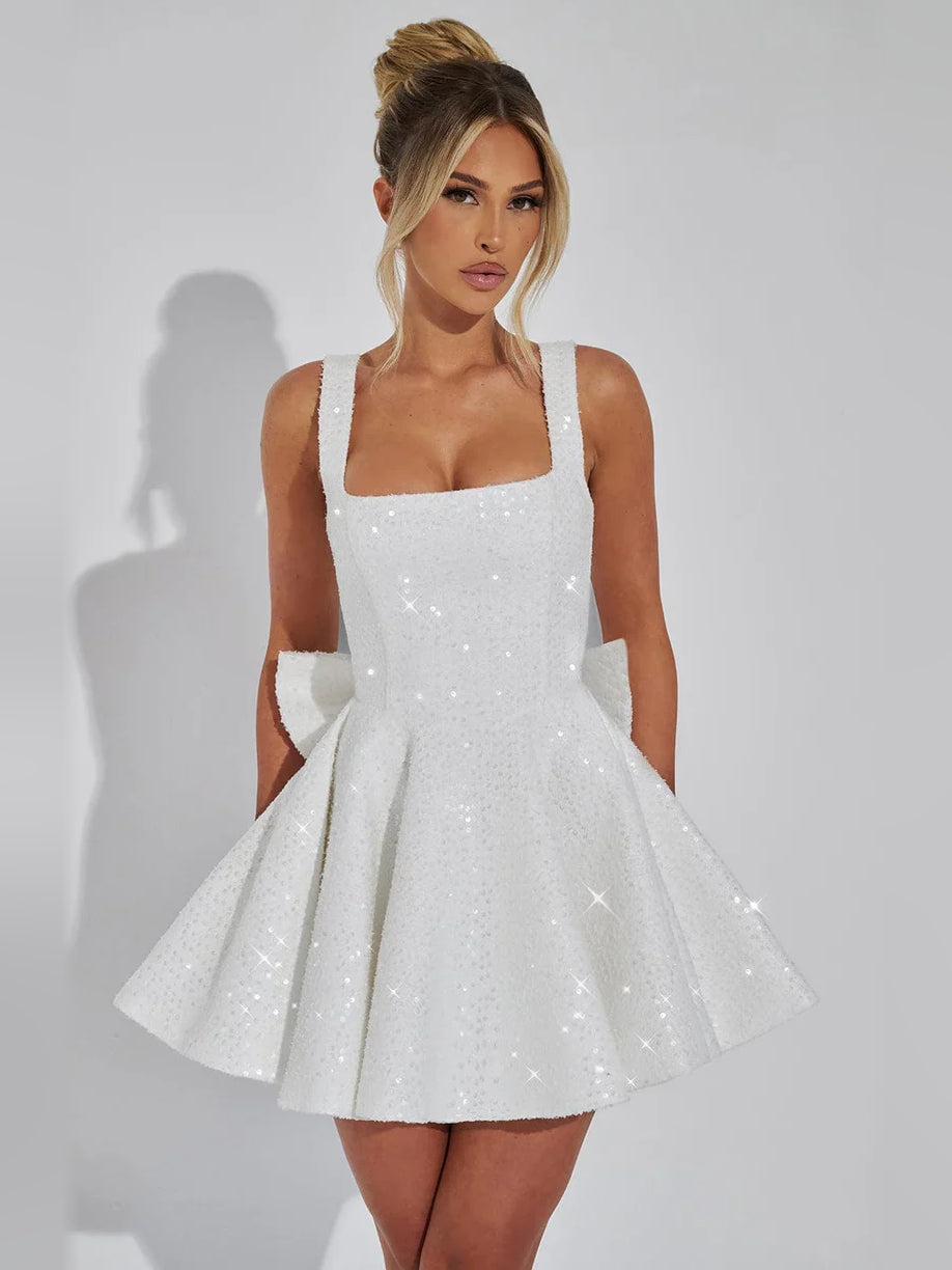 Blush Pink mini homecoming dress, alternate view showing the bodice and skirt