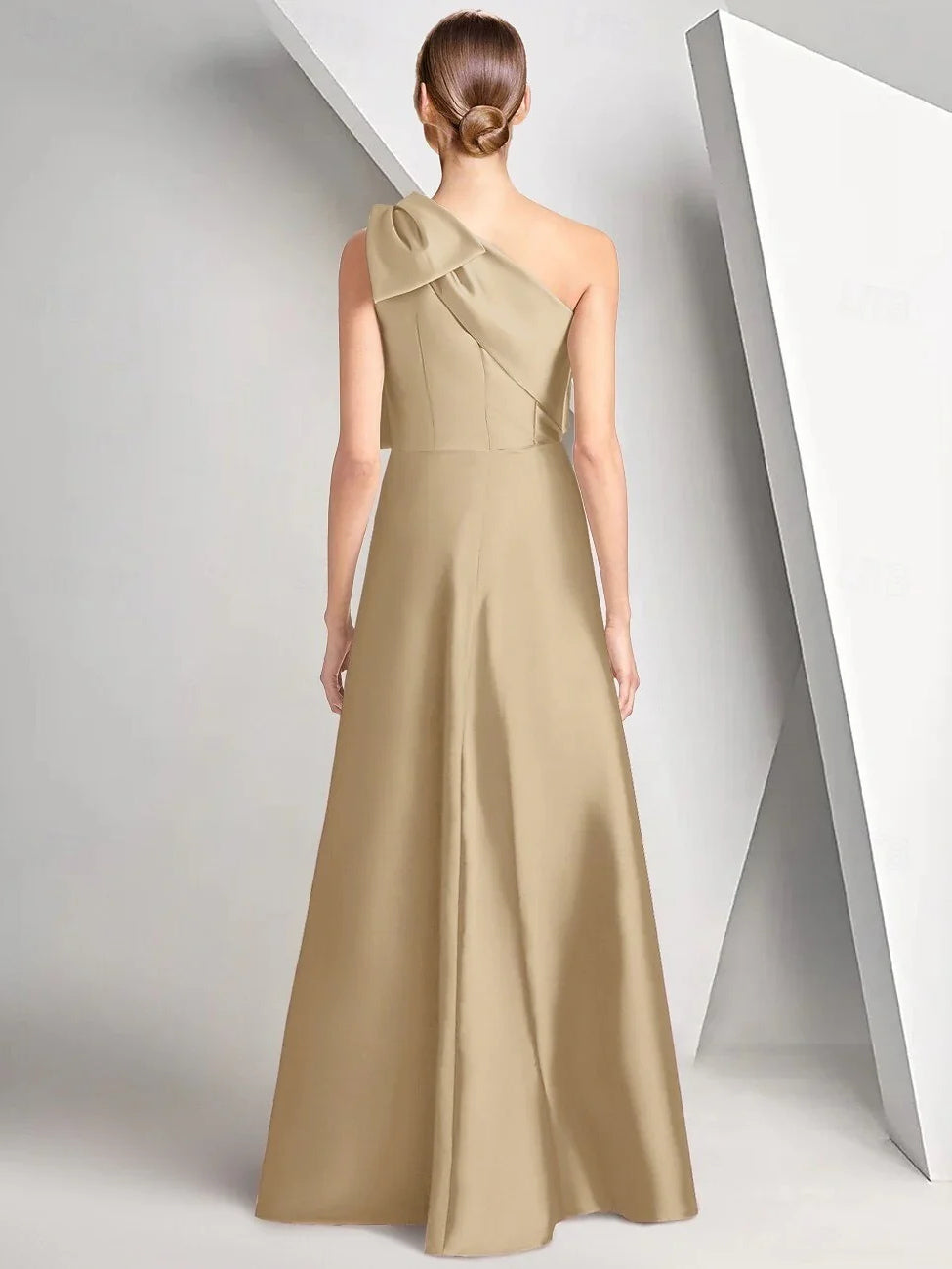 Fuchsia floor-length prom dress, alternate view showing the bodice and skirt from another angle