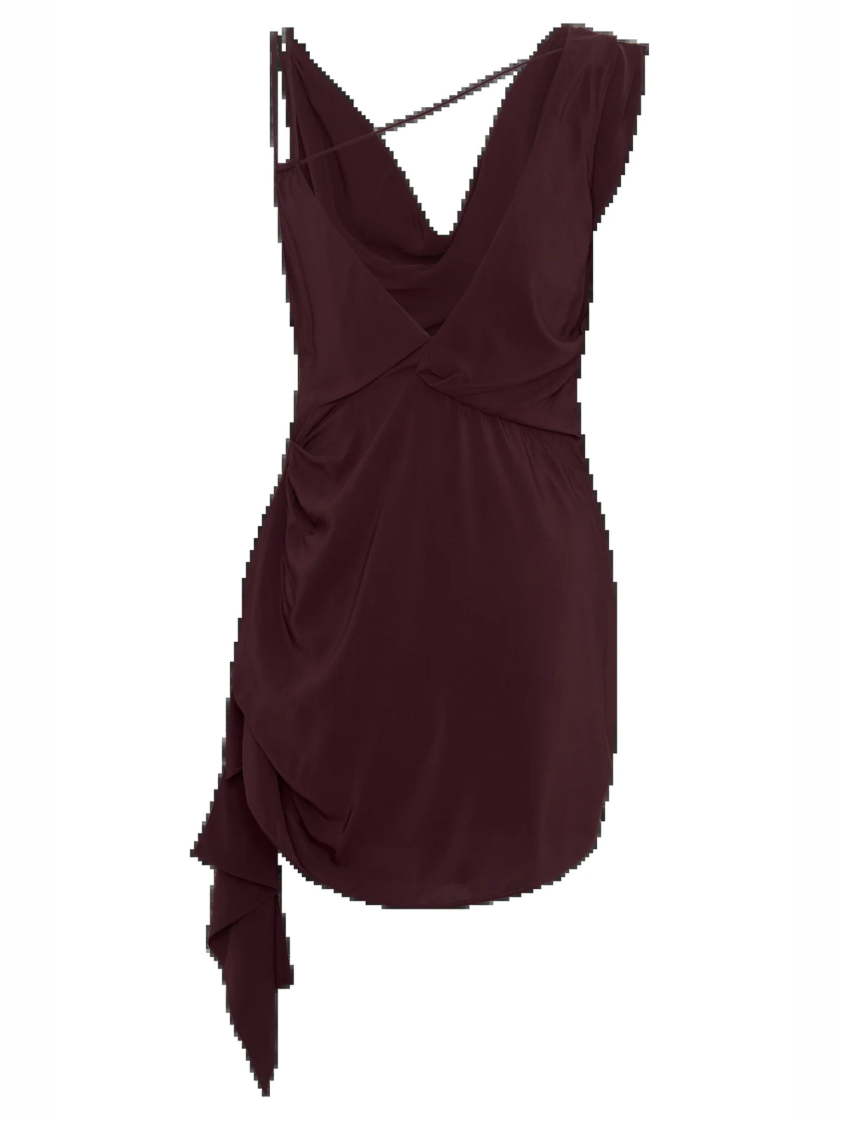 Plum mini homecoming dress, alternate view showing the bodice and skirt from another angle