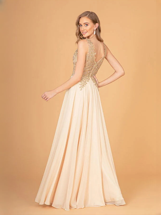 Royal Blue floor-length prom dress, alternate view showing the bodice and skirt from another angle