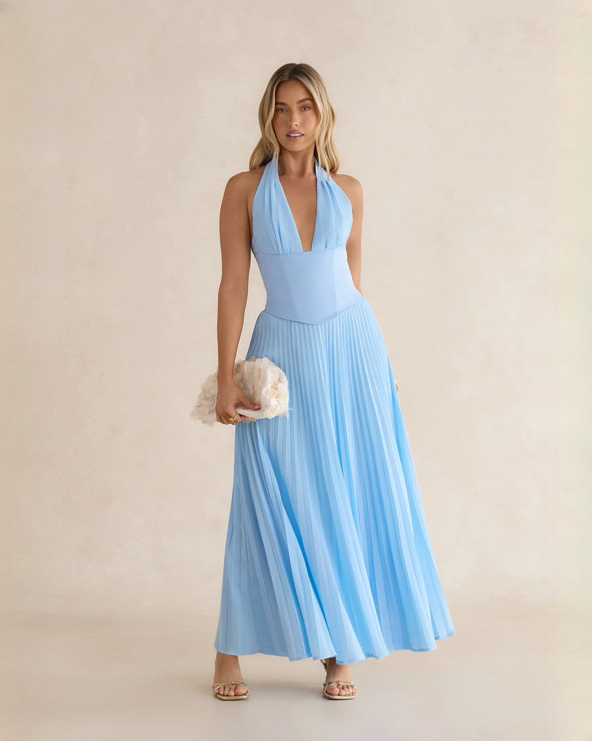 halter neck chiffon a-line maxi bridesmaid dress - image 8