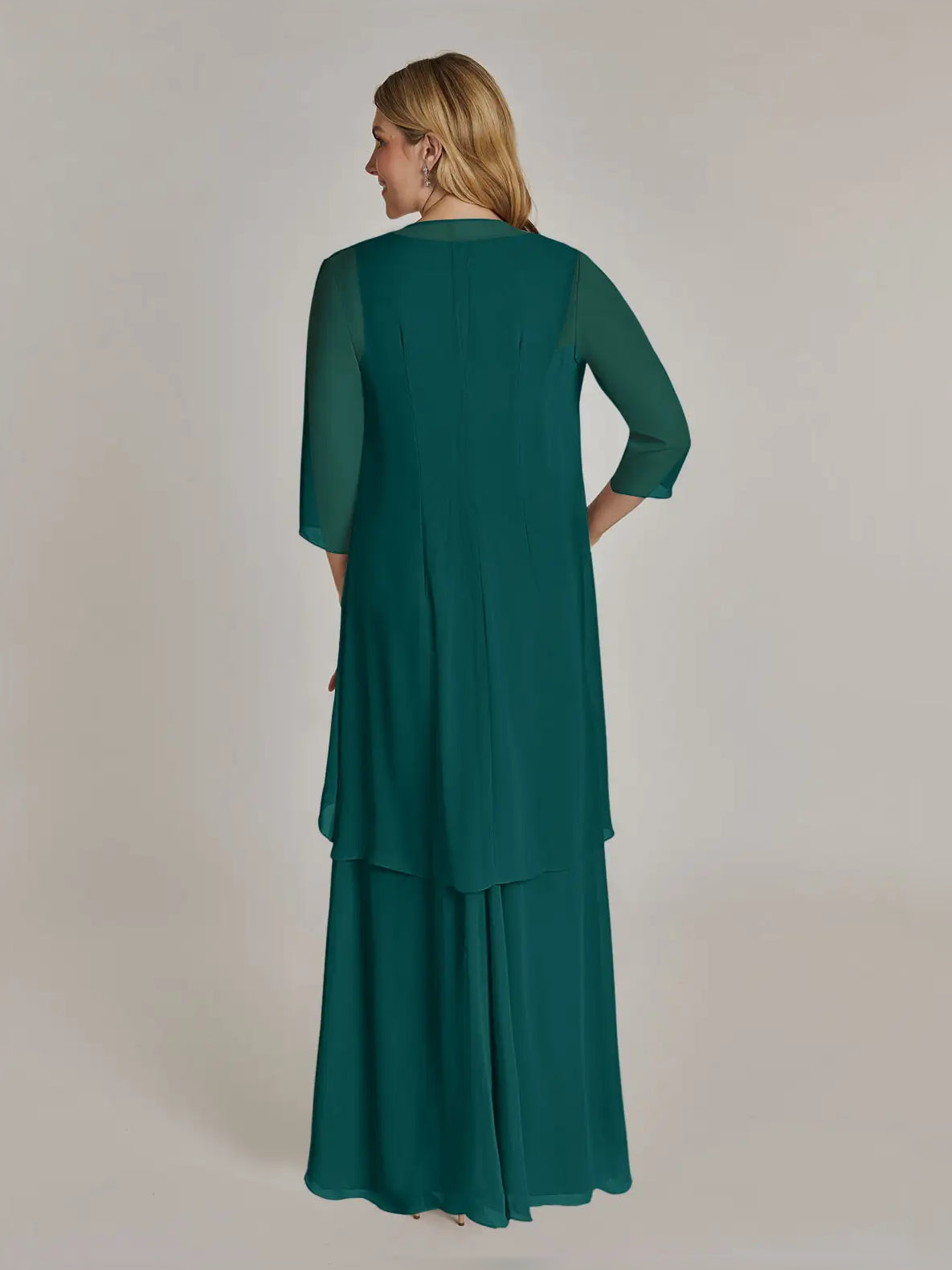 Cabernet maxi mother of the bride dress, alternate view showing the bodice and skirt from another angle