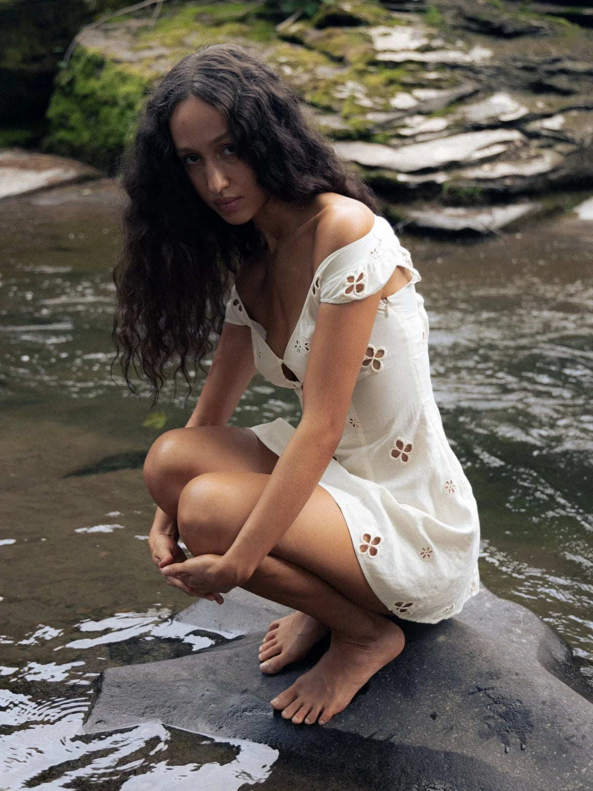 Ivory mini homecoming dress, alternate view showing the bodice and skirt