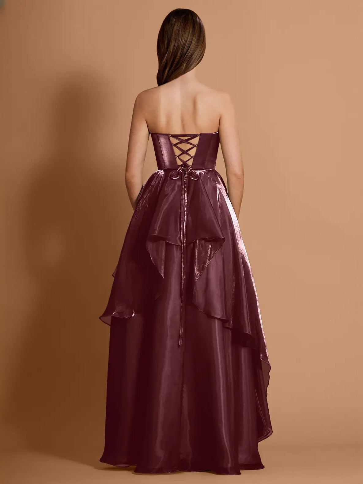 Teal maxi prom dress, alternate view showing the bodice and skirt from another angle