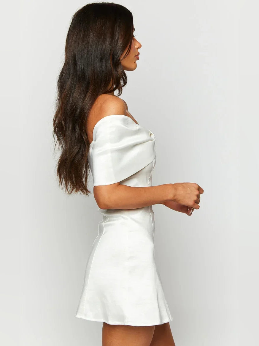 Black mini homecoming dress, alternate view showing the bodice and skirt