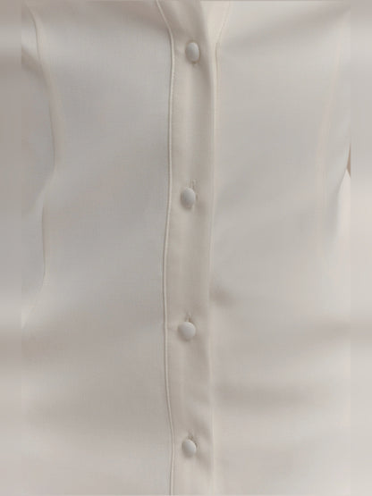 White midi formal dress, alternate view showing the overall silhouette