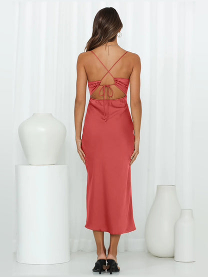 Rose midi formal dress, alternate view showing the overall silhouette